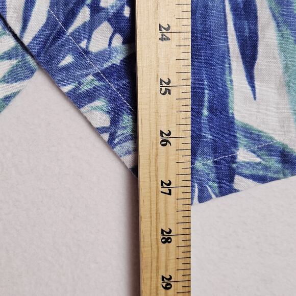 Chicos 2 Linen Open Blazer Jacket Roll Tab Sleeve White Blue Tropical Womens L - Picture 10 of 12